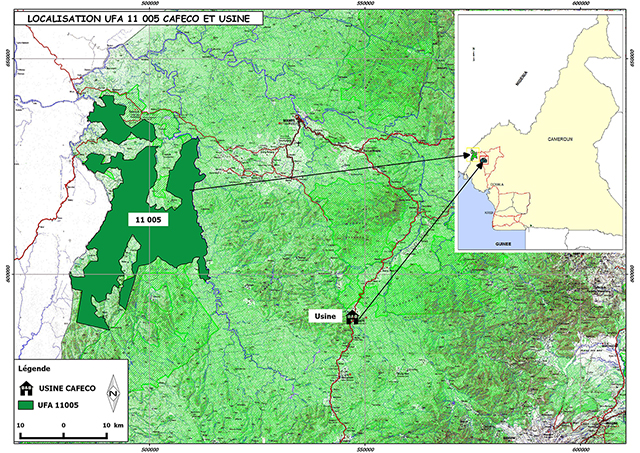 Localisation map of FMU 11 005 and Sawmills